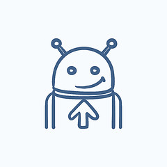 Image showing Robot with arrow up sketch icon.