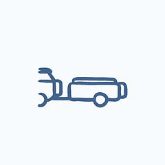 Image showing Car with trailer sketch icon.