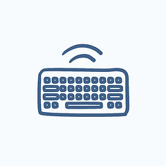 Image showing Wireless keyboard sketch icon.