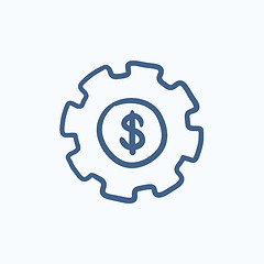 Image showing Gear with dollar sign sketch icon.