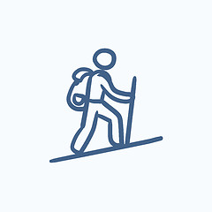 Image showing Tourist backpacker sketch icon.