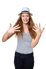 Image showing Hand counting - eight fingers