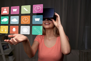 Image showing woman in virtual reality headset or 3d glasses