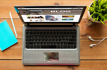Image showing laptop computer with blog web page on screen
