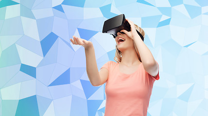 Image showing woman in virtual reality headset or 3d glasses