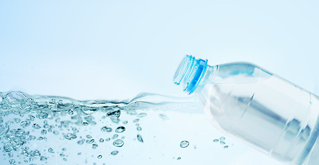 Image showing close up of plastic bottle with drinking water