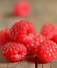 Image showing Ripe sweet raspberries