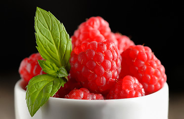 Image showing Ripe sweet raspberries