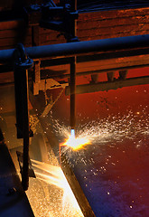 Image showing Gas cutting of the hot metal