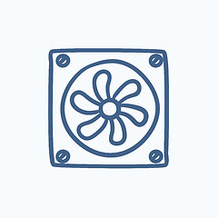 Image showing Computer cooler sketch icon.