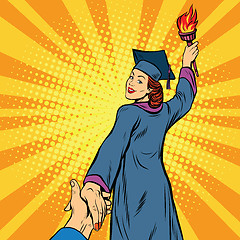 Image showing follow me, education university knowledge woman