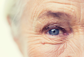 Image showing close up of senior woman face and eye