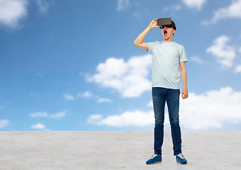 Image showing man in virtual reality headset or 3d glasses