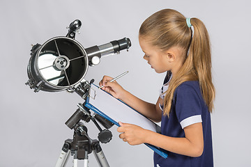 Image showing Astronomer writes observations