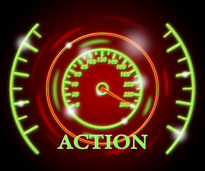 Image showing Action Gauge Represents Do It And Acting