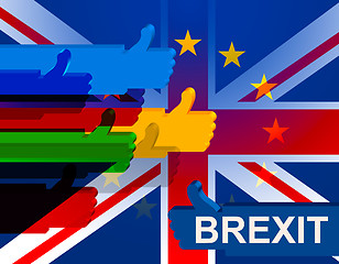 Image showing Brexit Thumbs Up Means Great Britain And Leave