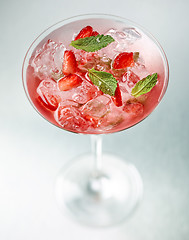 Image showing glass of iced strawberry cocktail