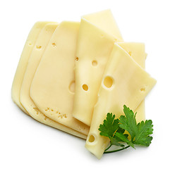 Image showing cheese slices on white background