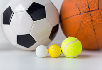 Image showing close up of different sports balls set