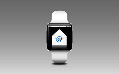 Image showing illustration of smart watch with e-mail letter icon