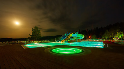 Image showing resort pool at night