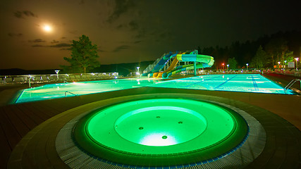 Image showing resort pool at night