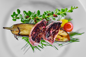 Image showing Juicy steak with vegetables
