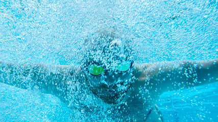 Image showing Swimmer Under Water in Pool