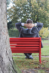 Image showing Manager on park bench