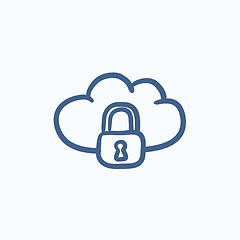 Image showing Cloud computing security sketch icon.