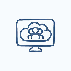 Image showing Cloud computing sketch icon.