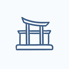 Image showing Torii gate sketch icon.