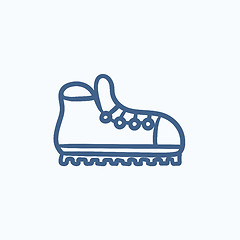 Image showing Hiking boot with crampons sketch icon.