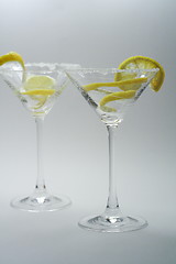 Image showing Martini with sugar crust, lemon and peels