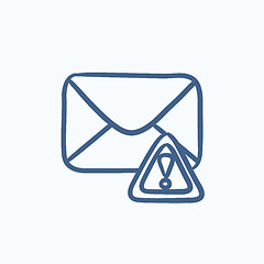 Image showing Envelope mail with warning signal sketch icon.