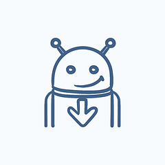 Image showing Robot with arrow down sketch icon.