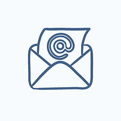 Image showing Email envelope with paper sheet sketch icon.