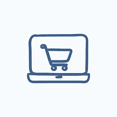 Image showing Online shopping sketch icon. 