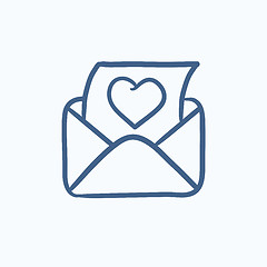 Image showing Envelope mail with heart sketch icon.