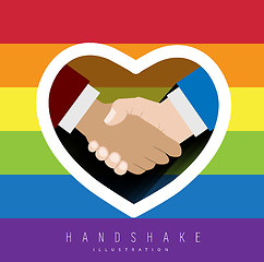 Image showing Handshake with rainbow colors for gay pride