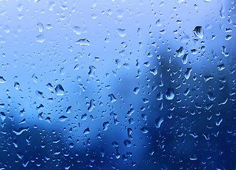 Image showing Water drops on glass