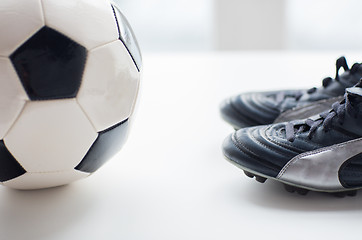Image showing close up of soccer ball and football boots