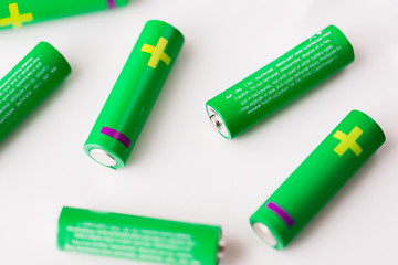 Image showing close up of green alkaline batteries