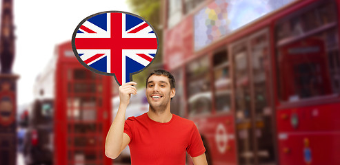 Image showing man with text bubble of british flag in london