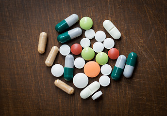 Image showing close up of different drugs on table