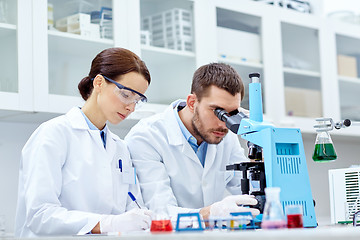 Image showing young scientists making test or research in lab