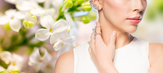 Image showing close up of beautiful woman with ring and earring