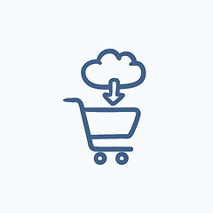 Image showing Online shopping sketch icon.