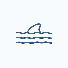 Image showing Dorsal shark fin above water sketch icon.