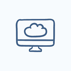 Image showing Cloud computing sketch icon.